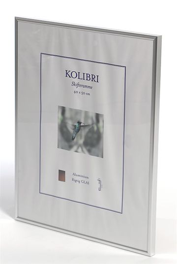 Skifteramme 30x40 blank alu m/ RIGTIG 2 mm GLAS, KØB HER!