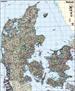 Danmarkskort 135x163 cm, 1:225.000 indrammet i mat alu og lamineret
